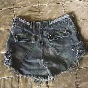 We the Free Commander Cut Off Denim Camo Cargo Shorts